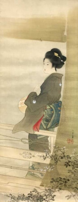 上村松園の美人画の掛軸