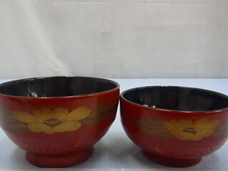 磯矢阿伎良 椿蒔絵 夫婦椀