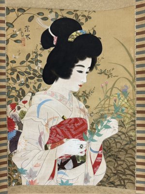 伊東深水「千草の庭」