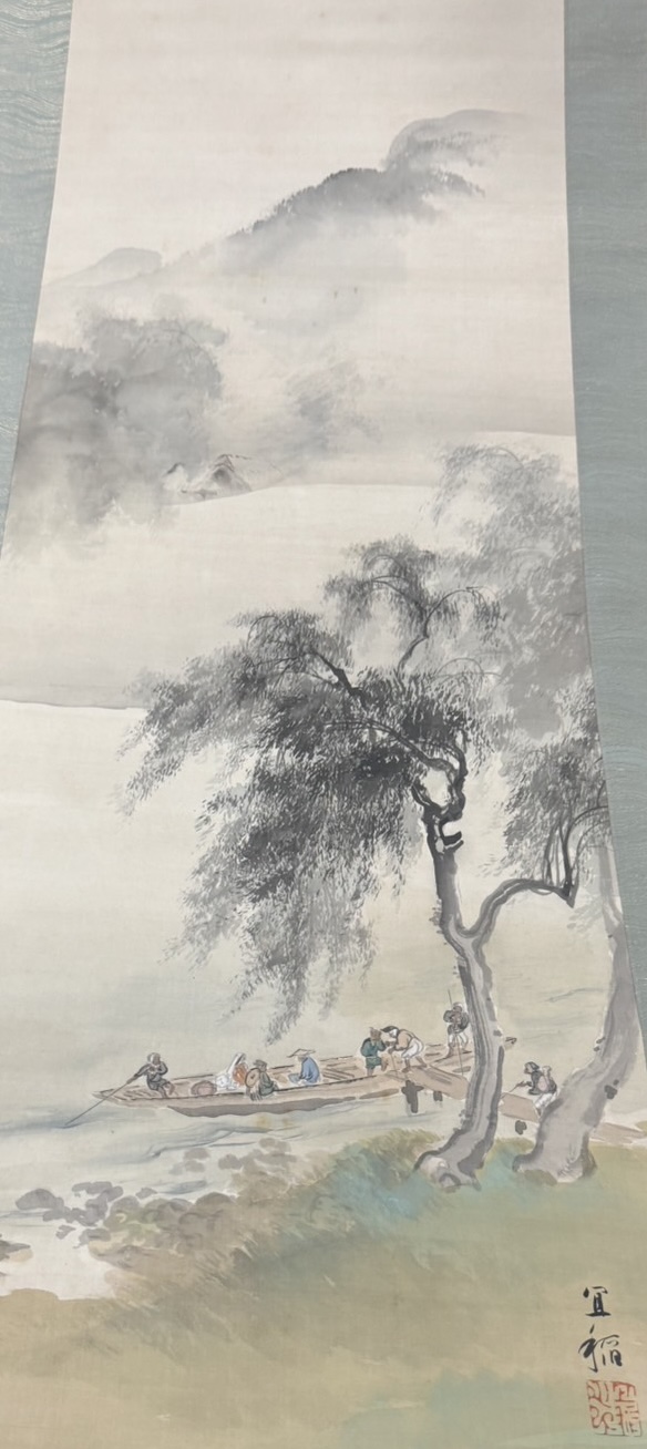 「農婦収穫図」森村宜稲 掛軸 真筆保証 農婦収穫図」森村宜稲 掛軸 真筆保証