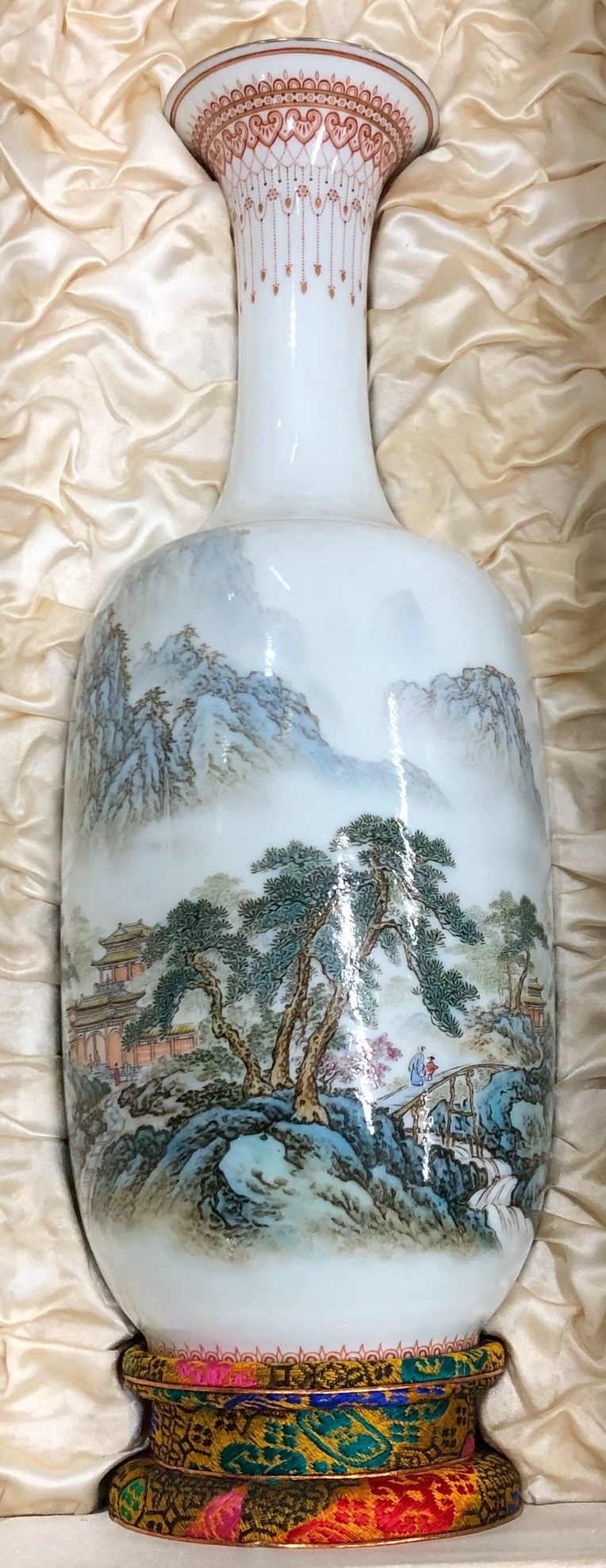 七宝 山水画花瓶