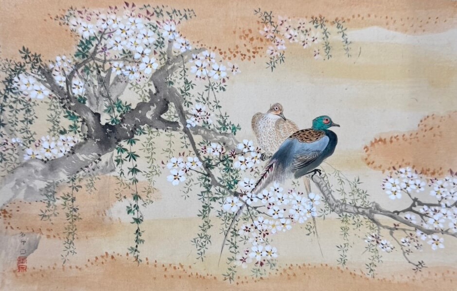 椿椿山(つばきちんざん)の花鳥画の掛け軸