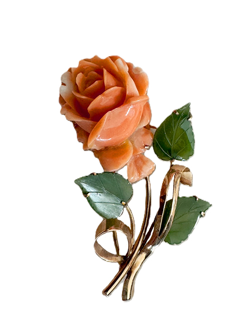 珊瑚の薔薇ブローチ