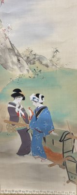 鏑木清方（かぶらき きよかた）による美人画の掛け軸