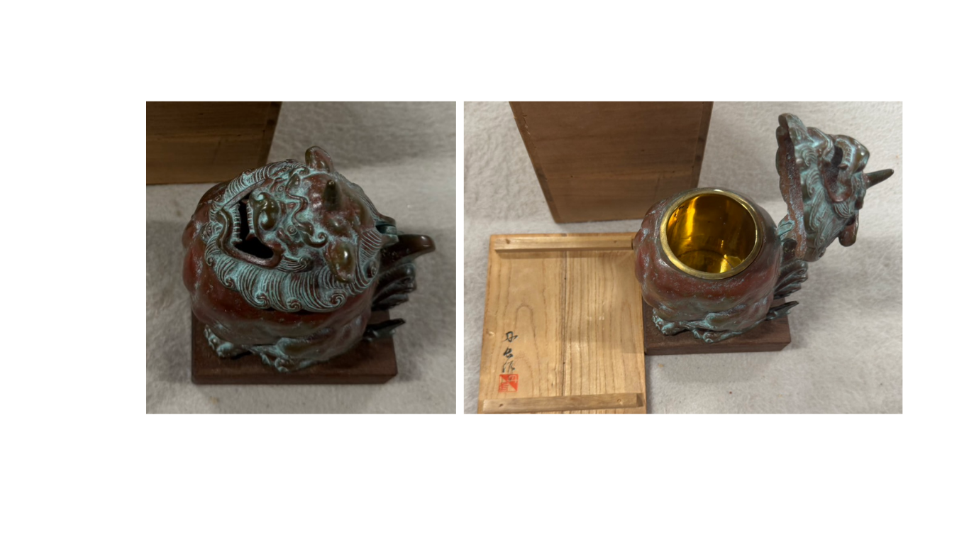 青銅製の唐獅子香炉