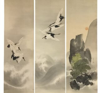 渡辺省亭 三幅対