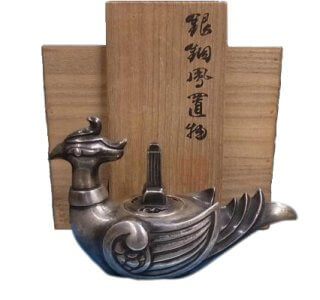 秦蔵六 銀銅鳳凰香炉