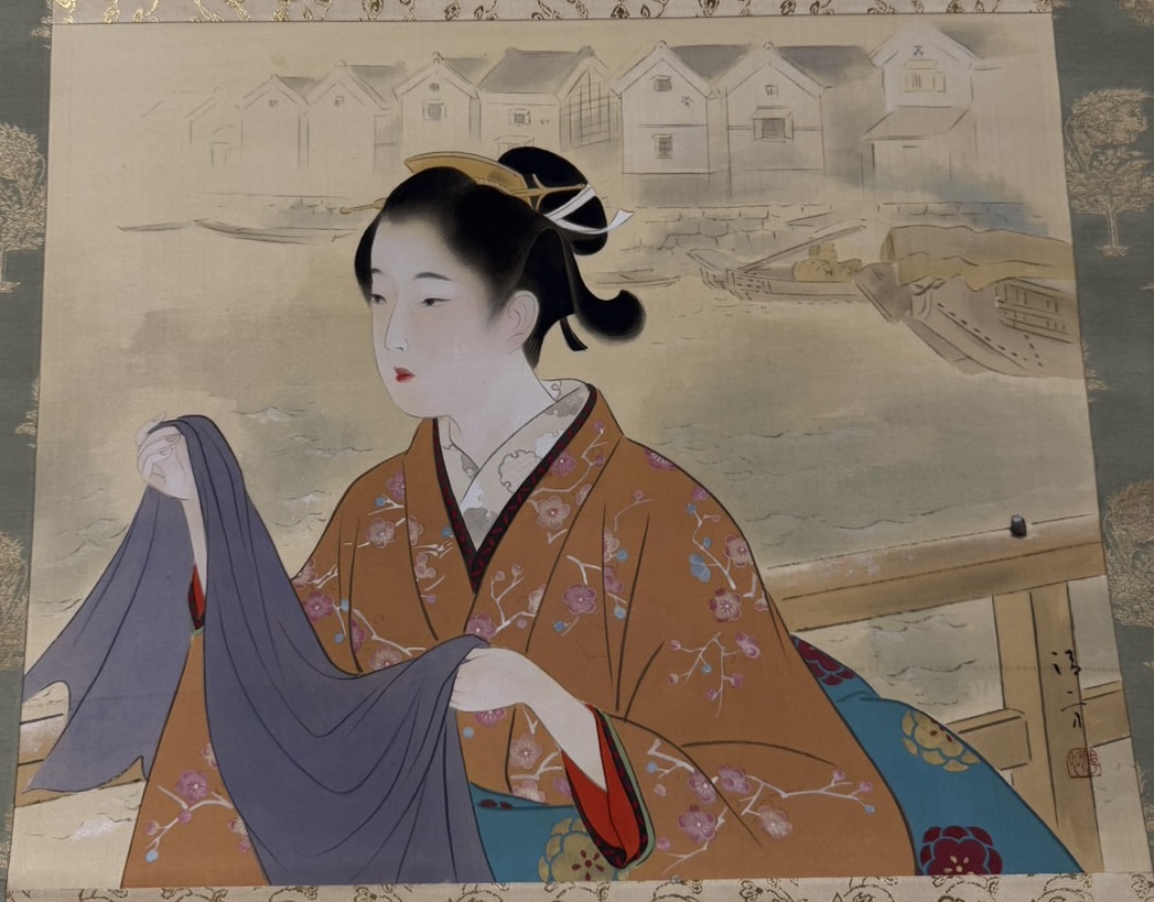 鏑木清方(かぶらき きよかた)による美人画の掛け軸