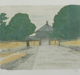 平山郁夫「法隆寺 夢殿への道」