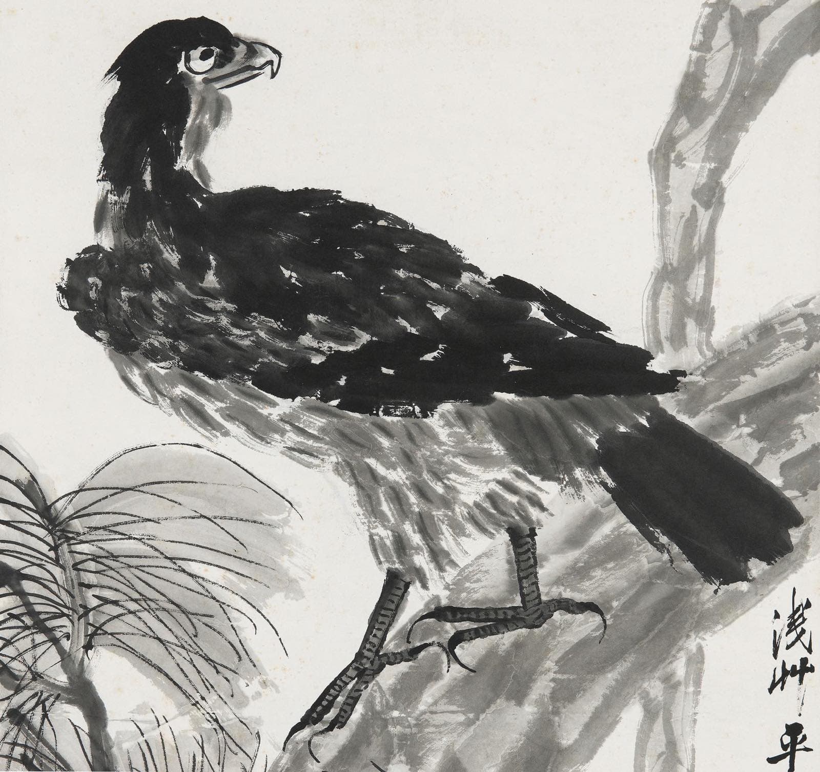 斉白石「黒松鷹」