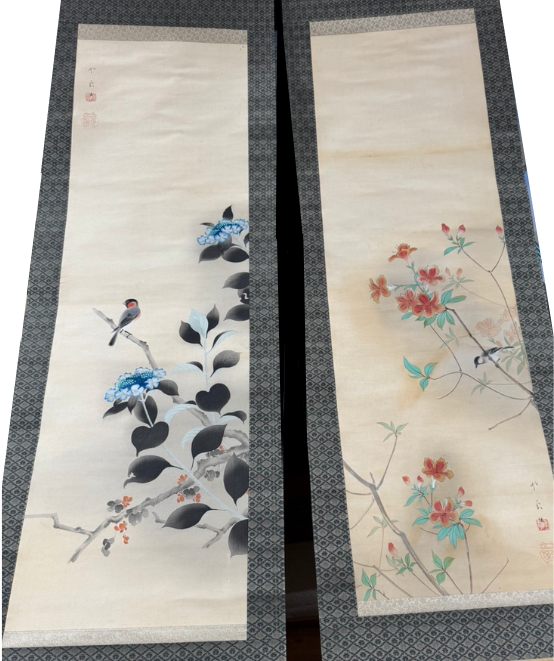 堂本印象(どうもと いんしょう)による双幅(そうふく)対の掛け軸