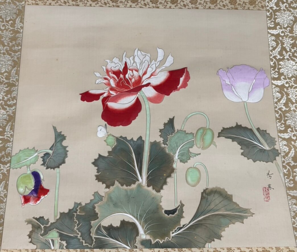 山口玲熙 (やまぐち れいき) による掛け軸「芥子(けし)」