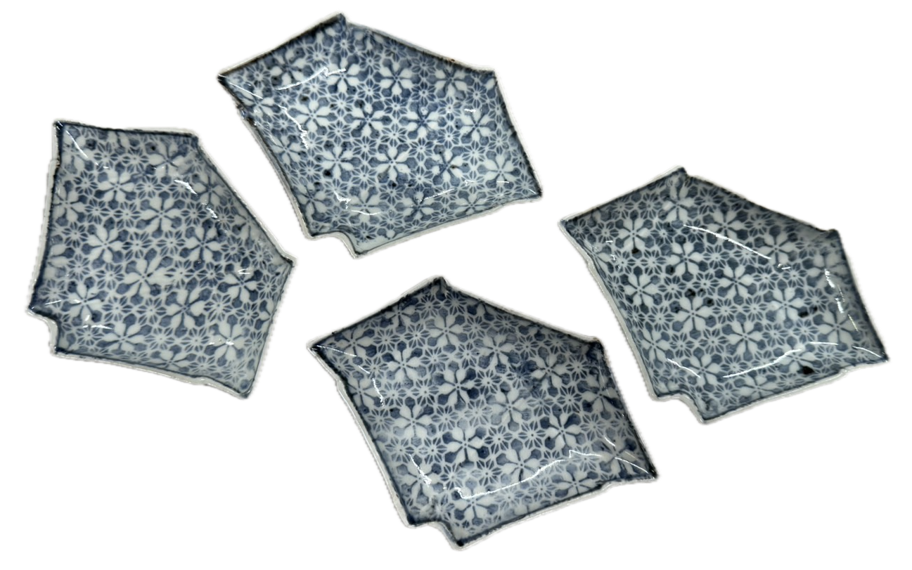 草花文 変形 銘々皿