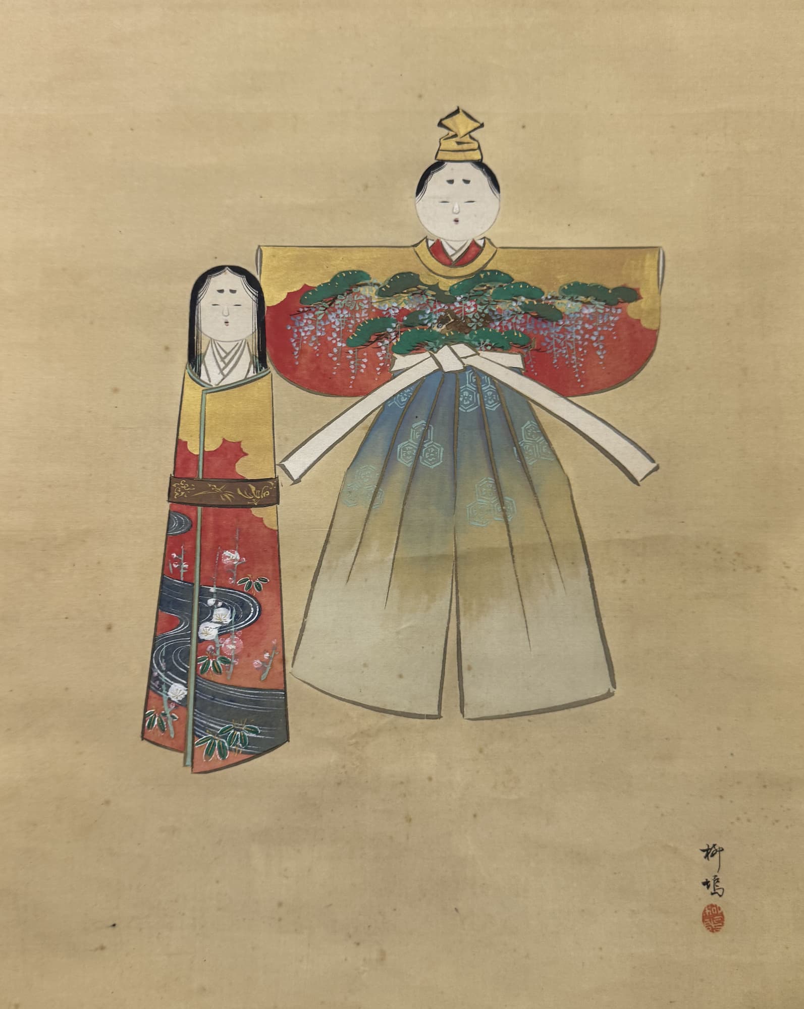 島崎柳塢「立雛」