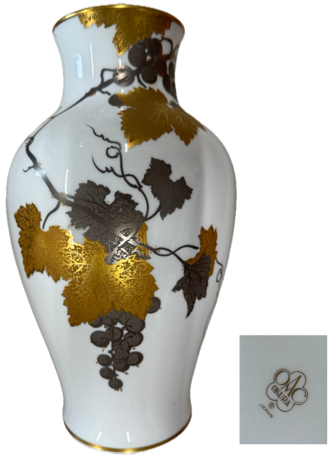 大倉陶園 金蝕ぶどう 花瓶
