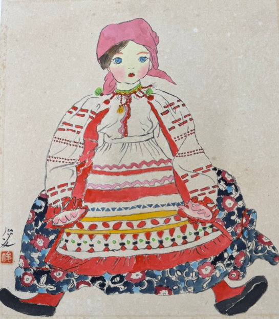 丸木俊（まるき とし、旧姓：赤松 俊子） 色紙画