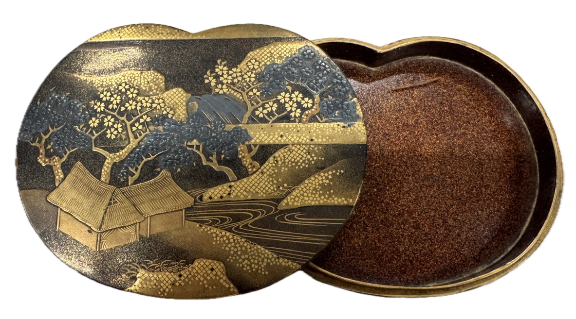 山水蒔絵香合