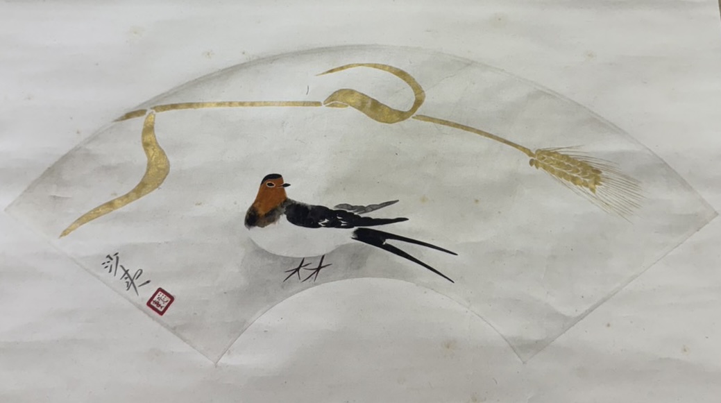 森田沙伊(もりたさい)による扇面の掛け軸