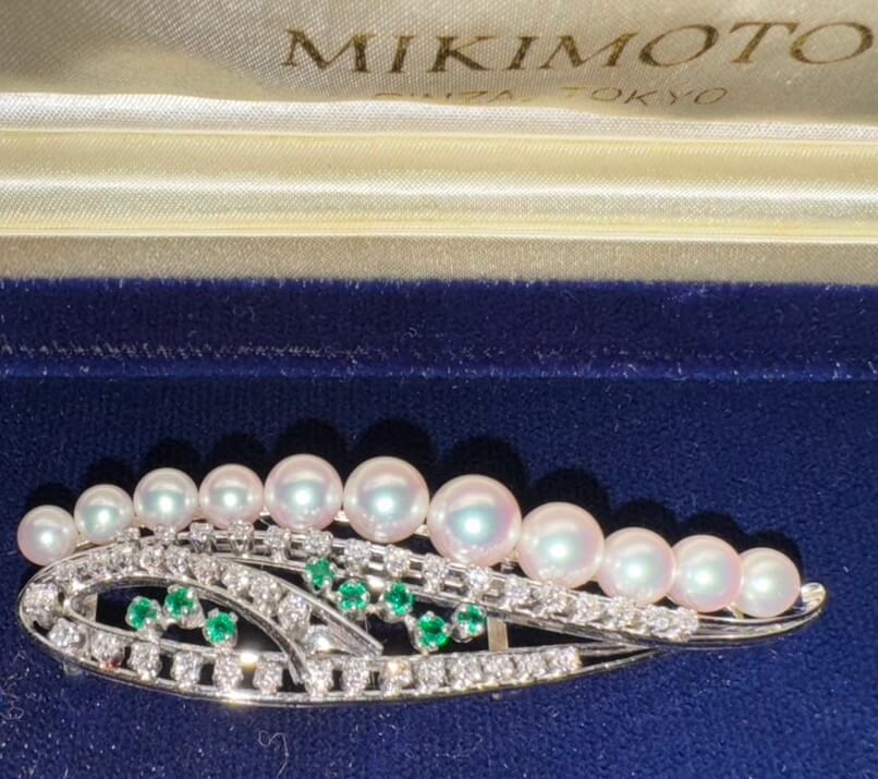 MIKIMOTO製 真珠とダイヤの帯留
