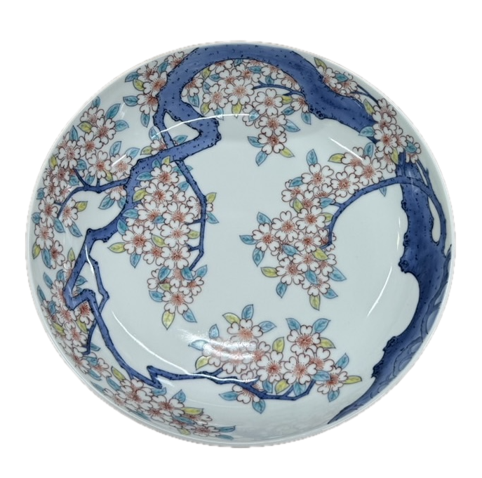 色鍋島 桜樹 高台皿
