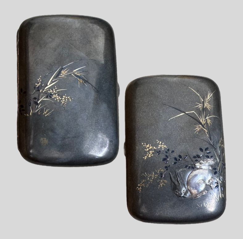 兎図銀製巻煙草入