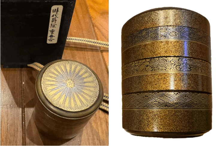 時代蒔絵の重香合(じゅうこうごう)