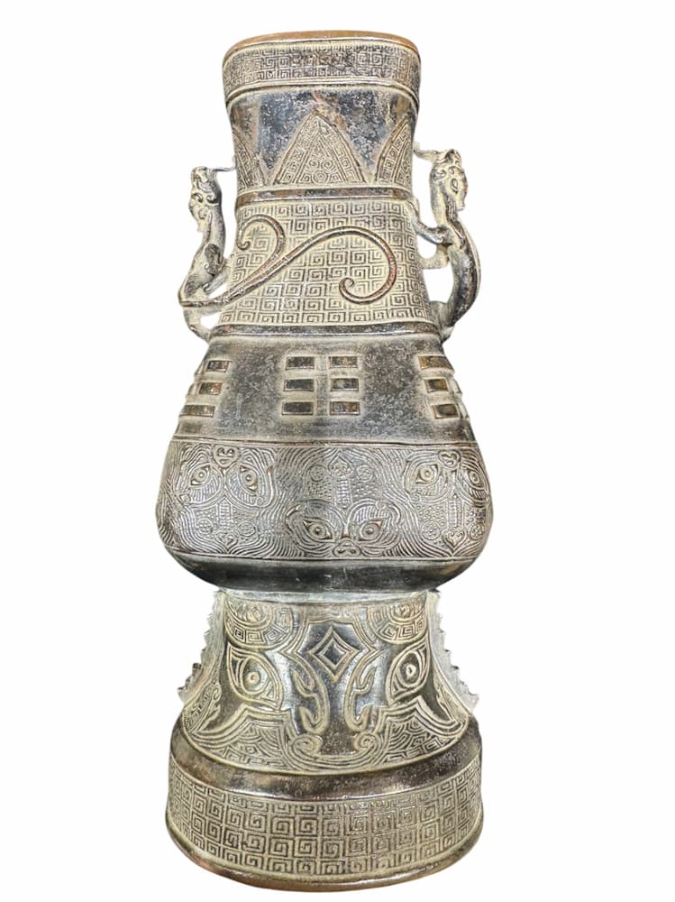 中国青銅器 龍耳青銅壺