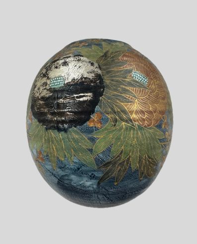 藤平正文による京焼 金彩花文 花瓶