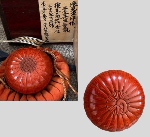 逸見東洋(へんみ とうよう)堆朱菊花香合(ついしゅきっかこうごう)