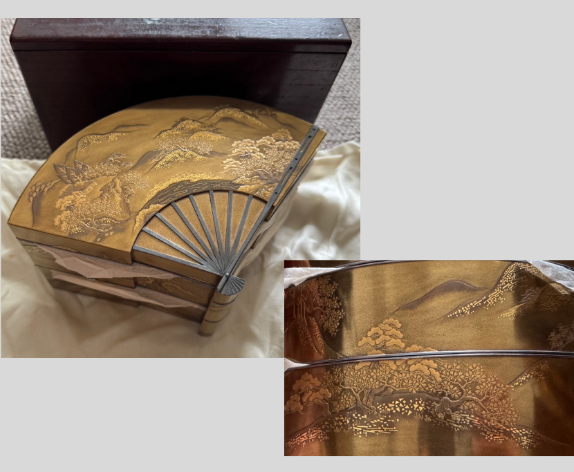 扇形初音蒔絵香箱