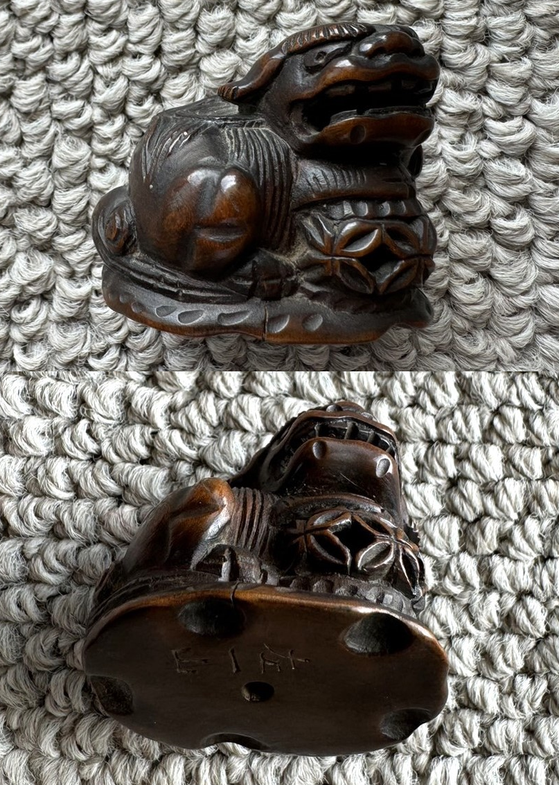 根付「左一山」唐獅子