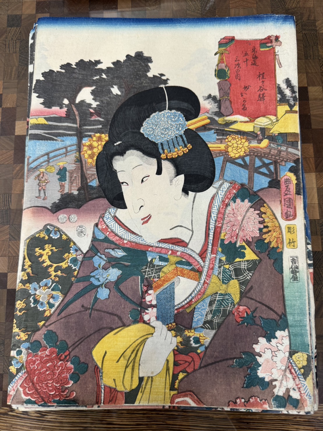 三代 歌川豊国(歌川国貞)「東海道五十三次の内 程ヶ谷駅 おかる」