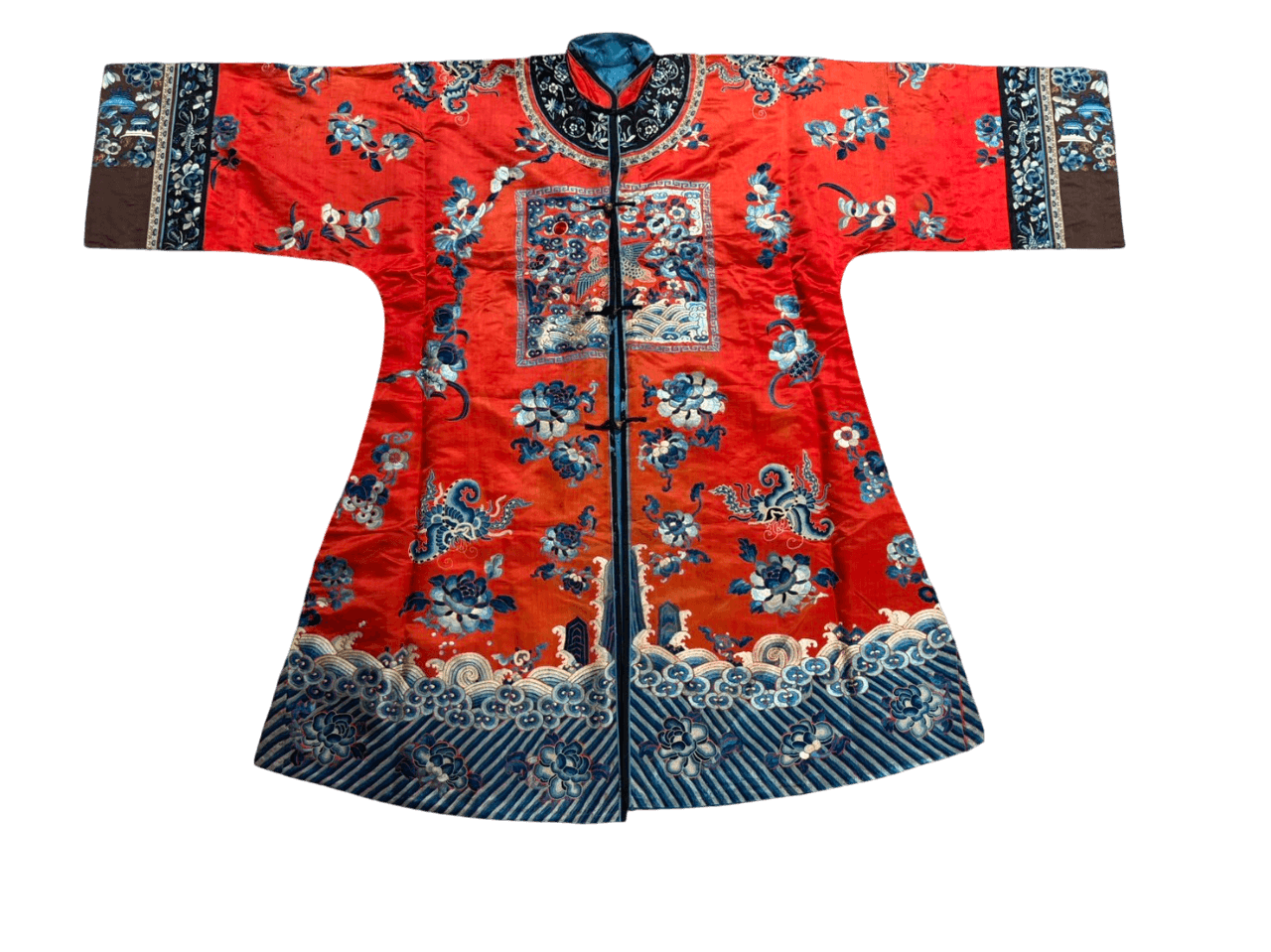 清朝時代 鳥・牡丹 袍衣