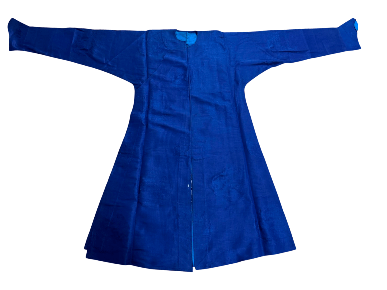 清朝時代 暗花 青地袍衣