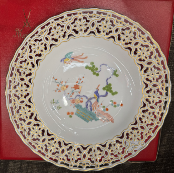 マイセン(Meissen)柿右衛門様式 花鳥文 透かし皿