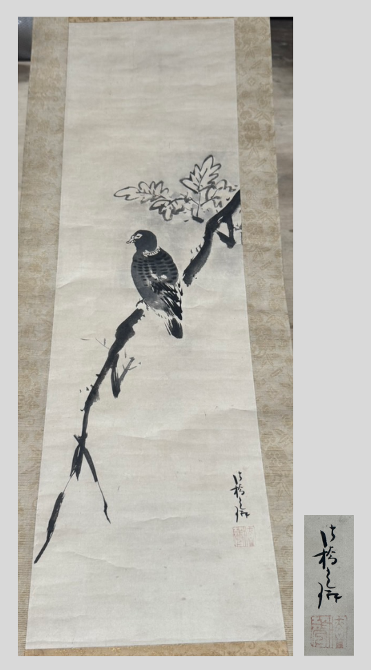 尾形光琳 墨画 柏鳩