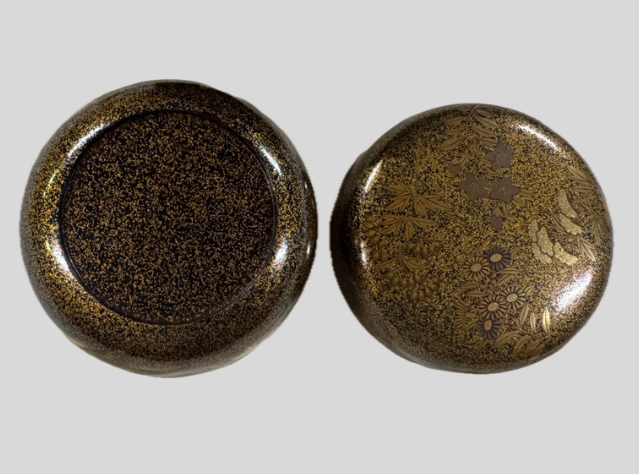 梨地草花文平棗