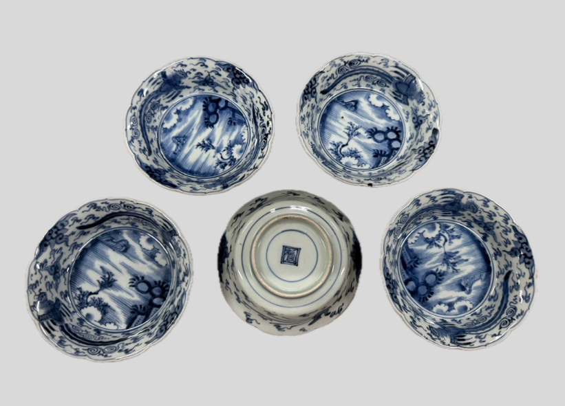 伊万里焼 鳳凰雲文 輪花膾皿（なますざら）