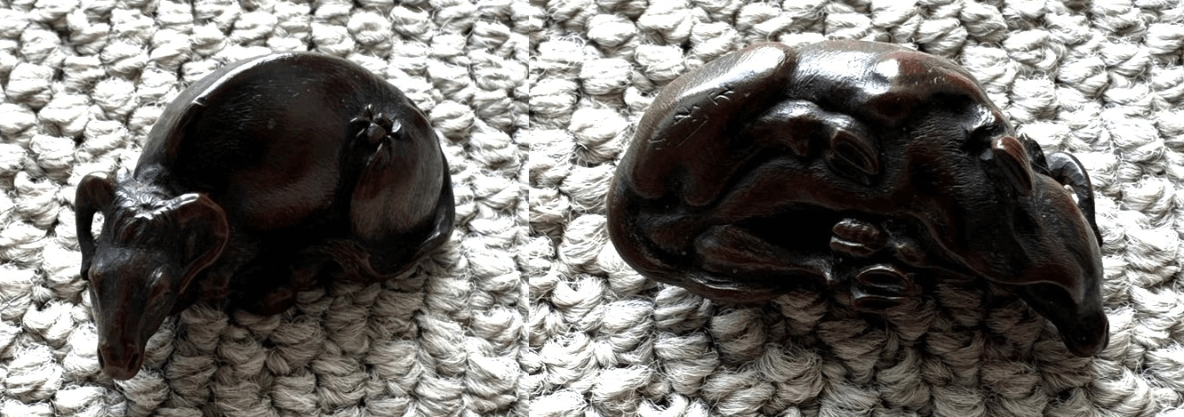 根付「正利」臥牛