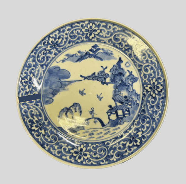 伊万里焼 染付皿 山水人物図