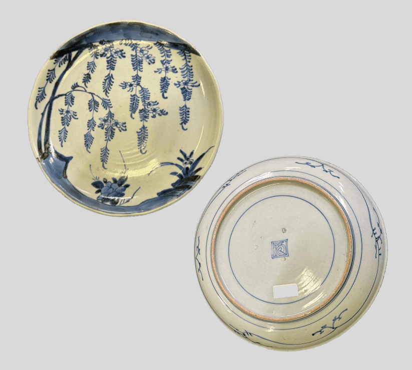 伊万里焼 染付皿 藤の図