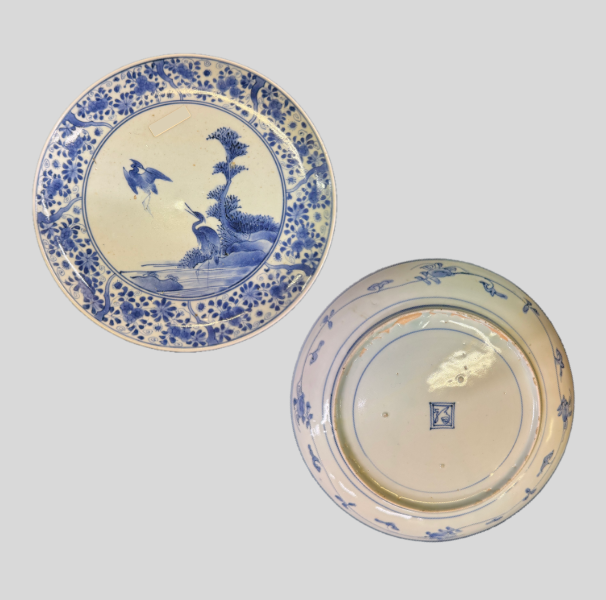 古万里 染付鷺（さぎ）文皿