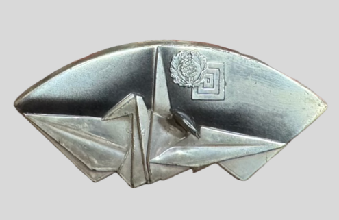 銀製 小物入 折鶴図