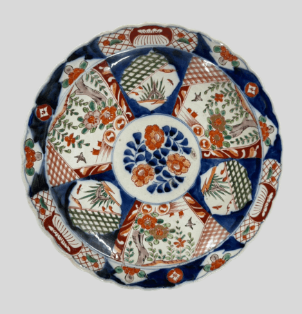 古伊万里 窓絵 牡丹文 大飾皿 