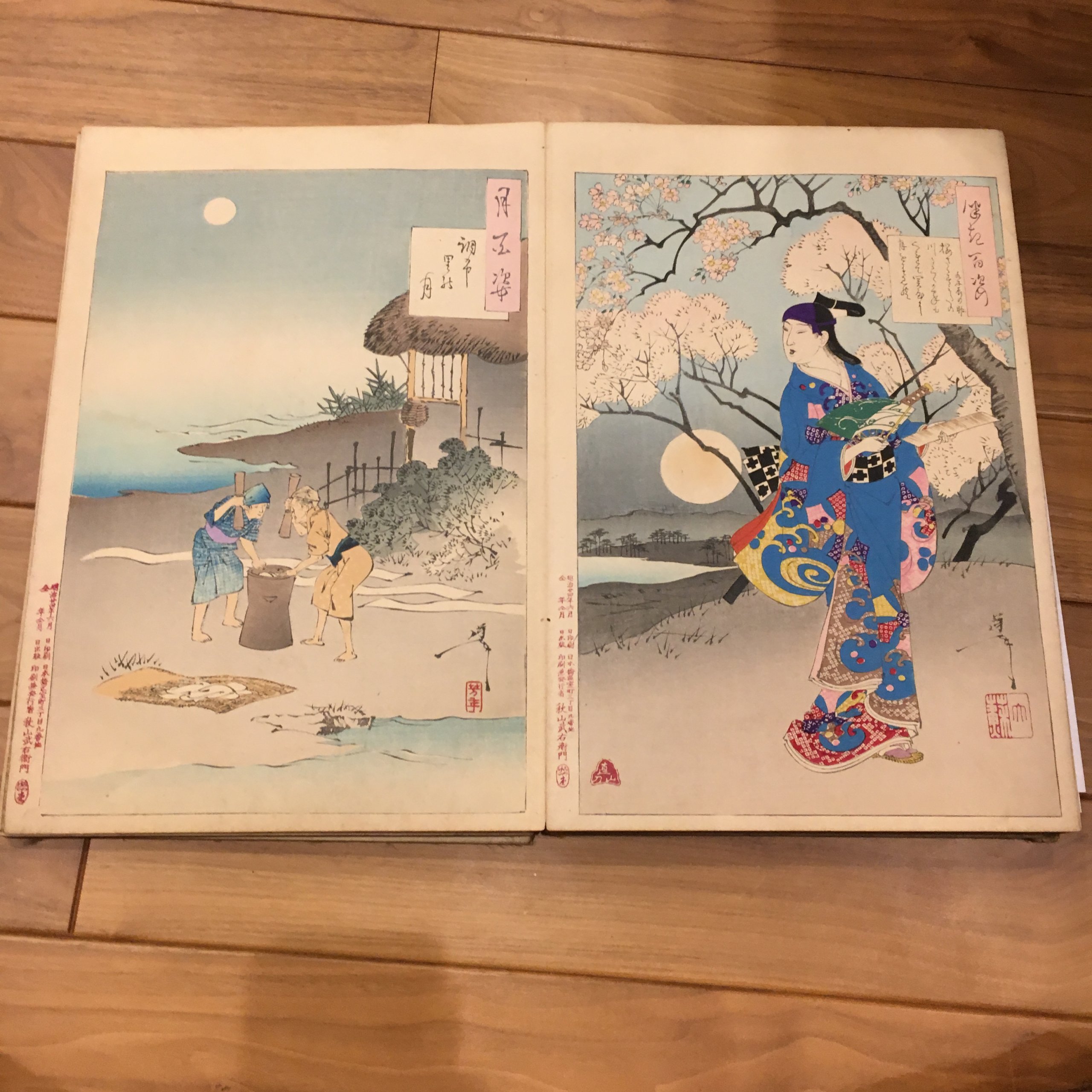 月岡芳年「月百姿 調布里の月/桜さく...水木辰の助」