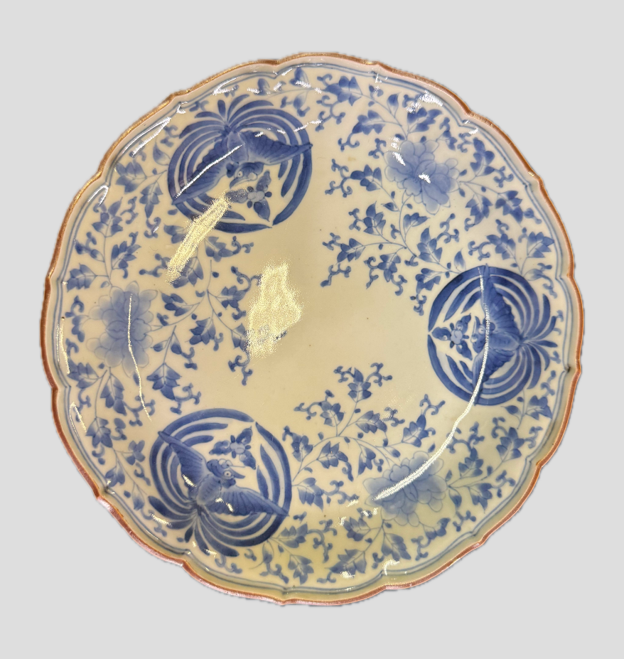 伊万里焼 染付皿 鳳凰牡丹図