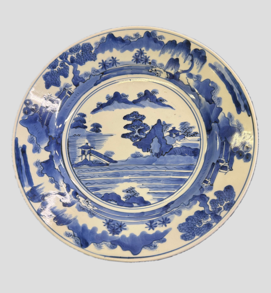 伊万里焼 染付皿 山水図