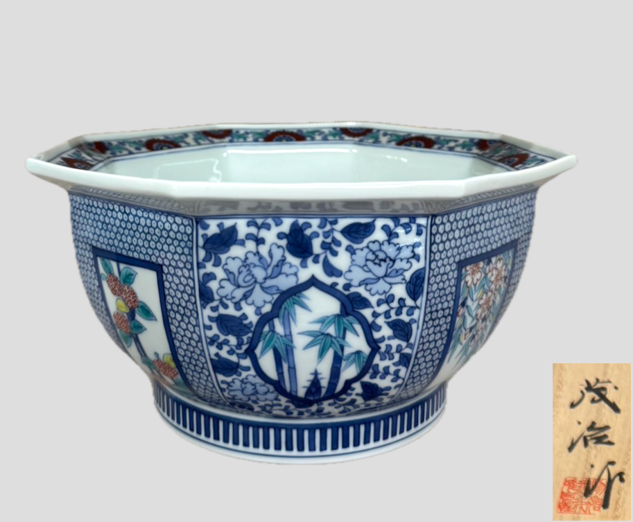 阪井茂治 鍋島焼 窓絵 鉢