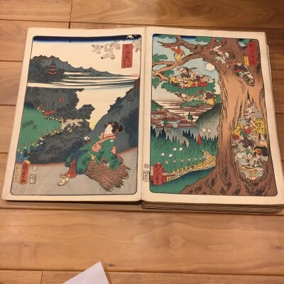 東海道名所風景 二代 歌川国貞「鳳来寺」/河鍋暁斎「秋葉山」