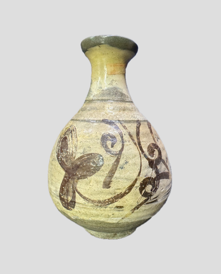 李朝粉青沙器 鉄絵唐草文 徳利